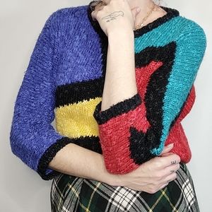 Vintage 90s Colour Block Knit Sweater